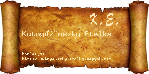 Kutnyánszky Etelka névjegykártya